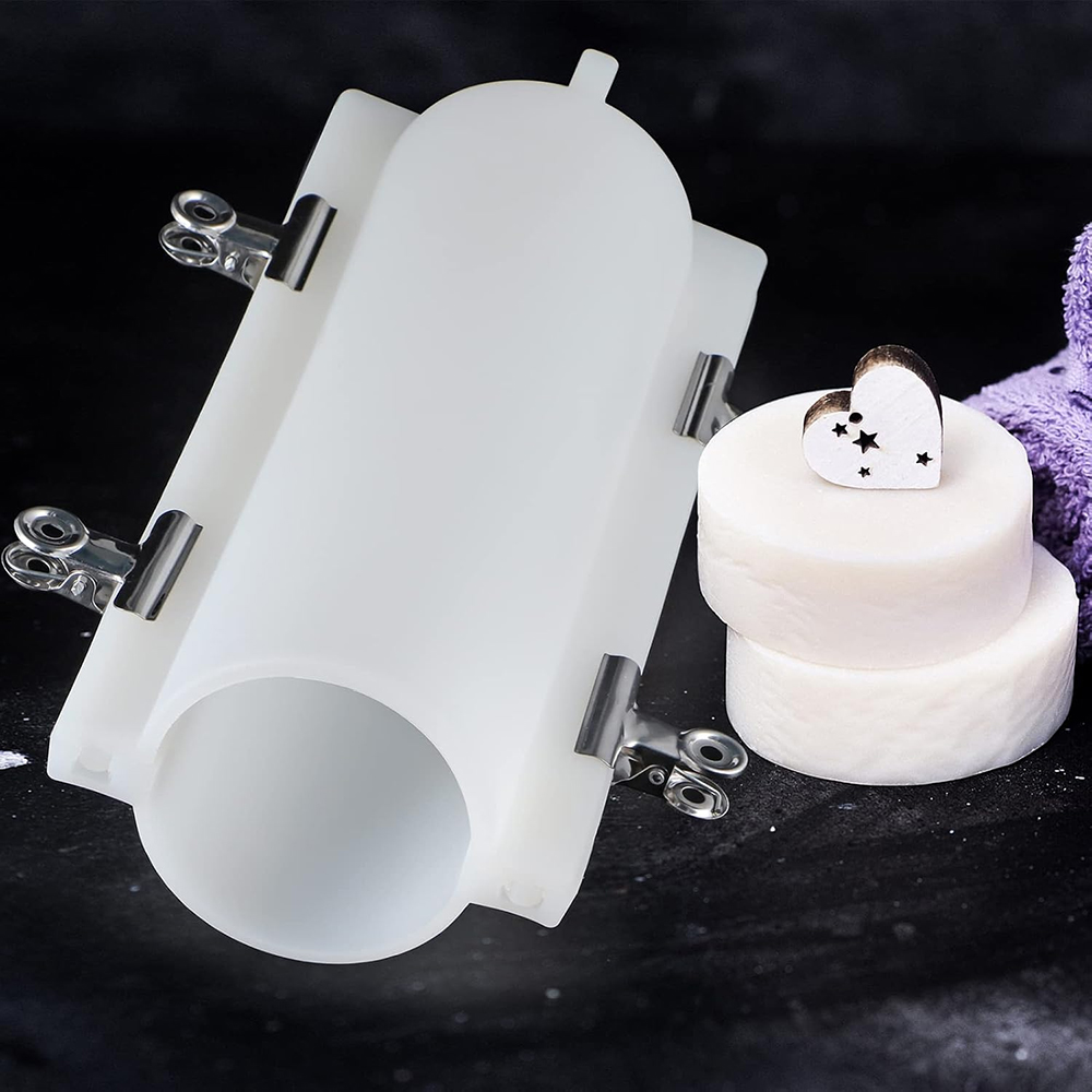 Soap Mold Silicone Loaf - قالب صابون أسطواني كبير مع مشابك،