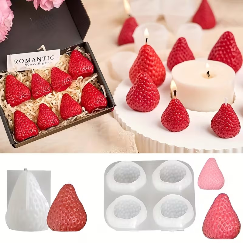 Soap Making Silicone Molds - قالب شمع سيليكون على شكل فراولة